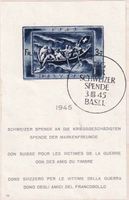 1945, Spendeblock Nr. W21 auf Unterlage, mit Sonderstempel.