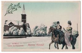 Genève, Église de Plainpalais, Bonne Année!, circulée 1912
