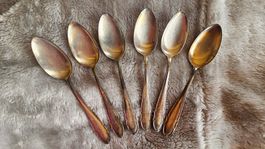Lot de 6 cuillères à soupe, F.O.B. 90-30 métal argenté