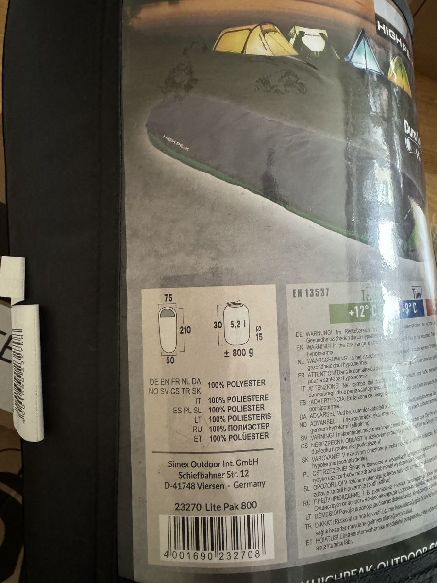 Sacchi a pelo: High Peak Lite Pak 800 - Mumienschlafsack **NEU** – Nuovo e nell'imballaggio originale da Allschwil venduto da KShing 4
