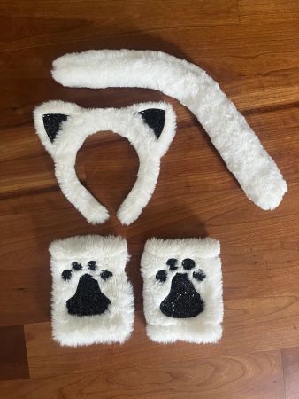 Katzen-Verkledungs-Set  Kostüm mit Haarreif, Schwanz