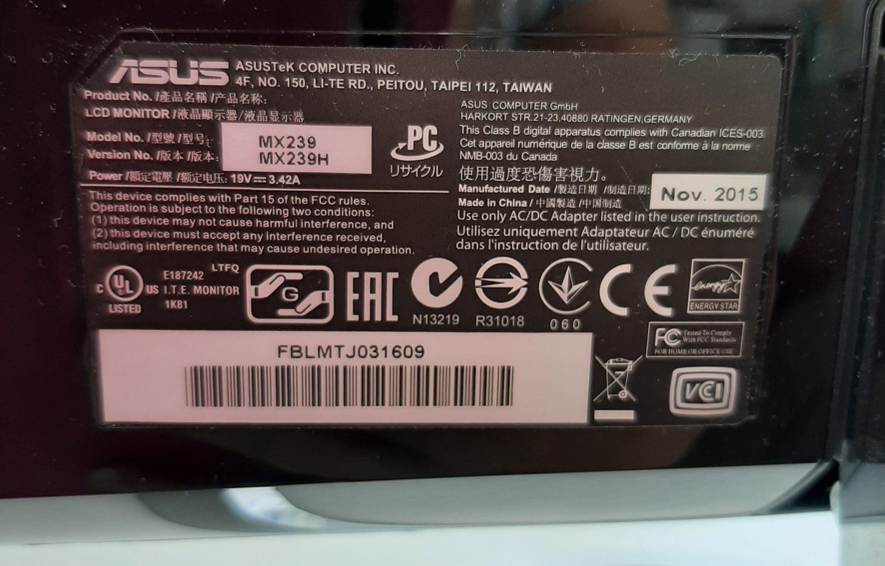 Asus Monitor: Monitor ASUS MX 239 H – Nuovo (secondo la descrizione) da Hochdorf venduto da Amazone0 4