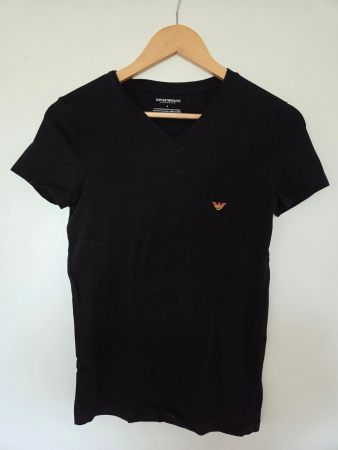Emporio Armani T-Shirt S Schwarz | V-Neck | Eagle Logo
