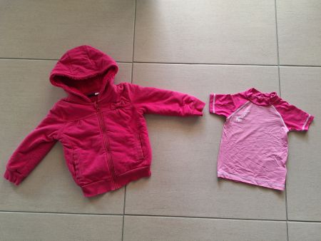 Veste/jaquette doublée & T-shirt de bain fille taille 98/104