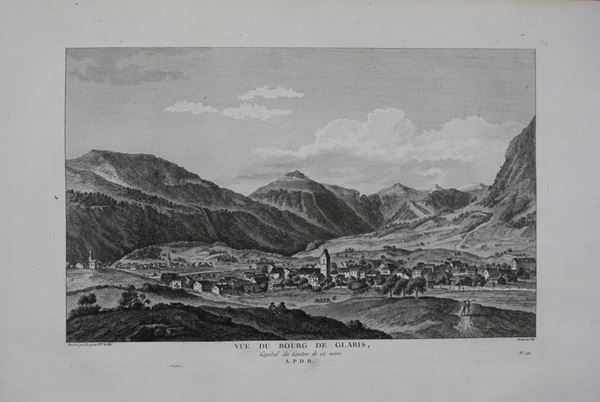 Incisioni: Glarus Originalkupferstich 1780 – Usato da Rafz venduto da Helvet32