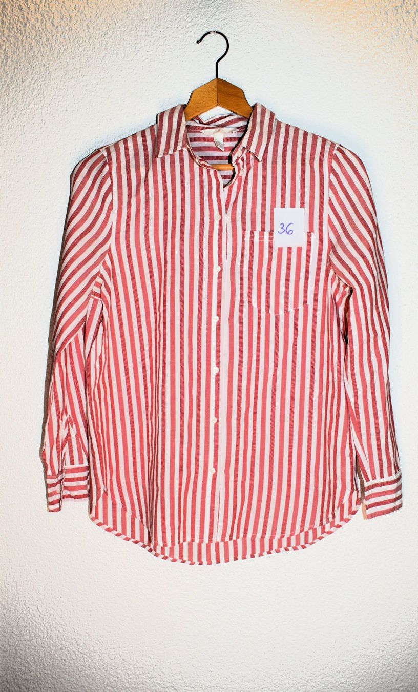 H&M Camicette: Gestreifte Hemdbluse, Grösse 36, dunkelrot/Weiss – Usato da Merenschwand venduto da tolles_2hand