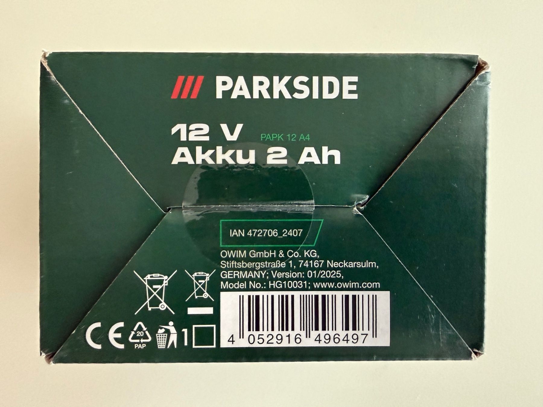 Parkside Akkus & Batterien: Parkside Akku 12V/2Ah, PAPK 12 A4 – Neu und originalverpackt aus St-Gingolph von GoldenKeys 2