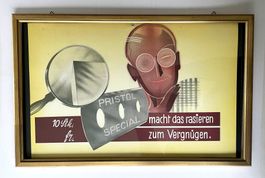 Pristol Rasierklingen Winterthur - Alte Werbekarton gerahmt