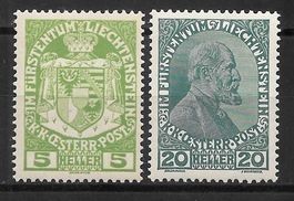 Liechtenstein 2 Werte 5 + 8 * 1917/1918
