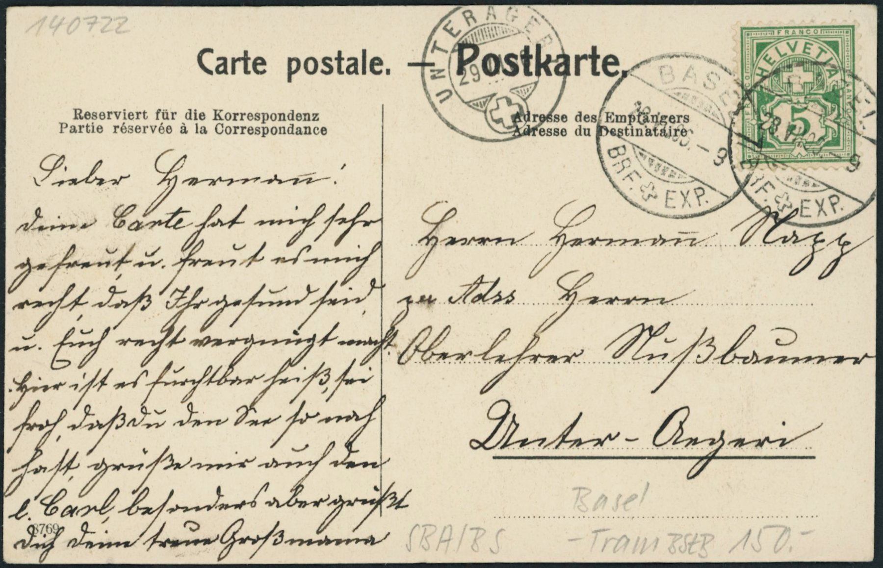 Cartes postales: BS Basel - Tram BStB – D'occasion à Schindellegi par dormay 1