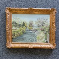 Gemälde Flusslandschaft mit Brücke von Rudolf Weber
