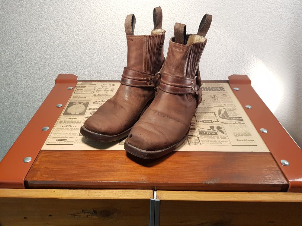 Herren Leder Stiefeletten Biker Boots Mezcalero, Grösse 42