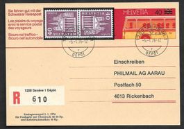 Postkarte 205 mit K50L beide ET Genève 5.1.1976