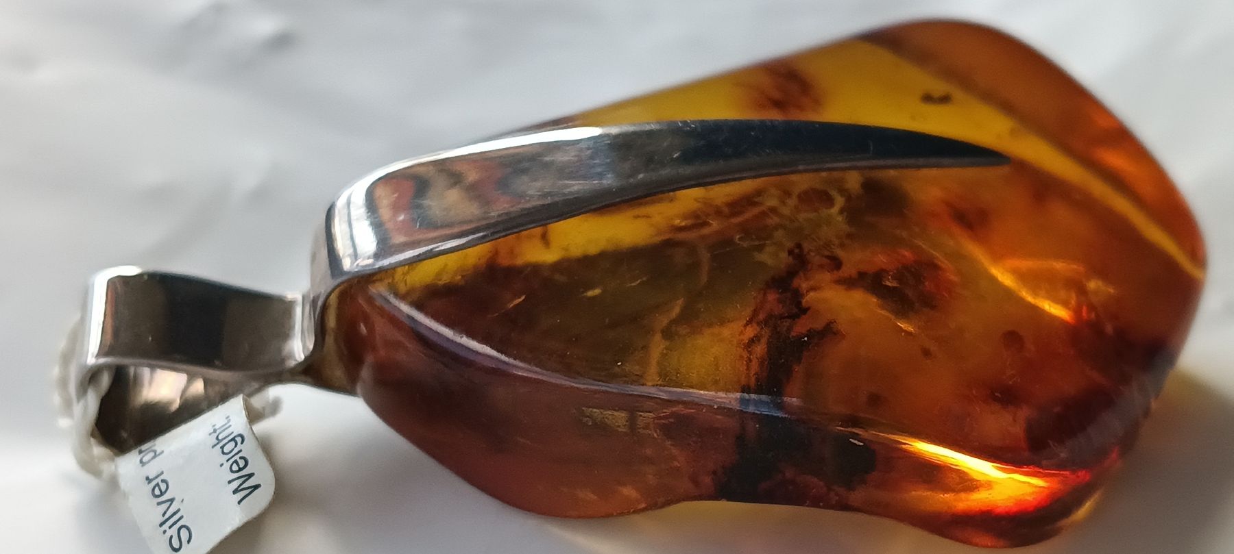 Minerali & Pietre curative: Amber pendant with inclusions sterling silver setting – Nuovo e nell'imballaggio originale da Zürich venduto da cat_9cvz 2