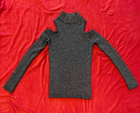 Glitzernd Pullover Silber Anthrazitgrau Gr XS, top erhalten