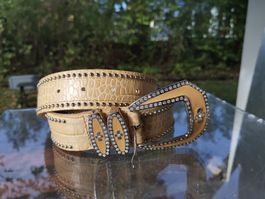 Fabrizio Mancini Ledergürtel Strass Designer Grösse 85