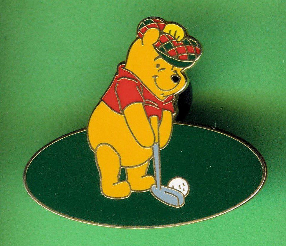 Disney Placchette & Badge: DISNEY  Winnie Puuh  Golfer – Usato da Winterthur venduto da Sammleroase