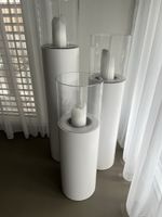 3er-Set moderne Design-Windlichter / Kerzenständer in Weiss 