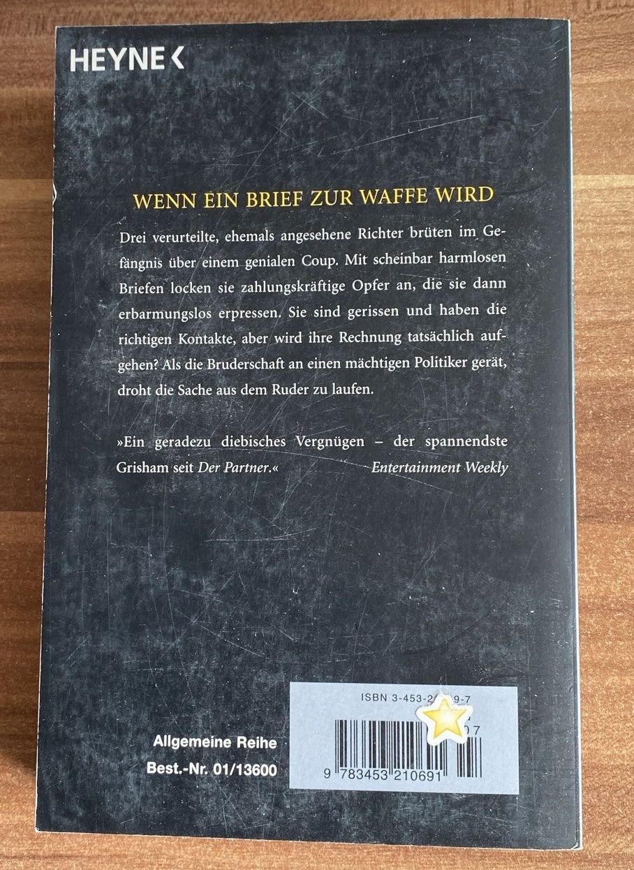 Libri: Die Bruderschaft von John Grisham – Usato da Wagenhausen venduto da FrauLang 1