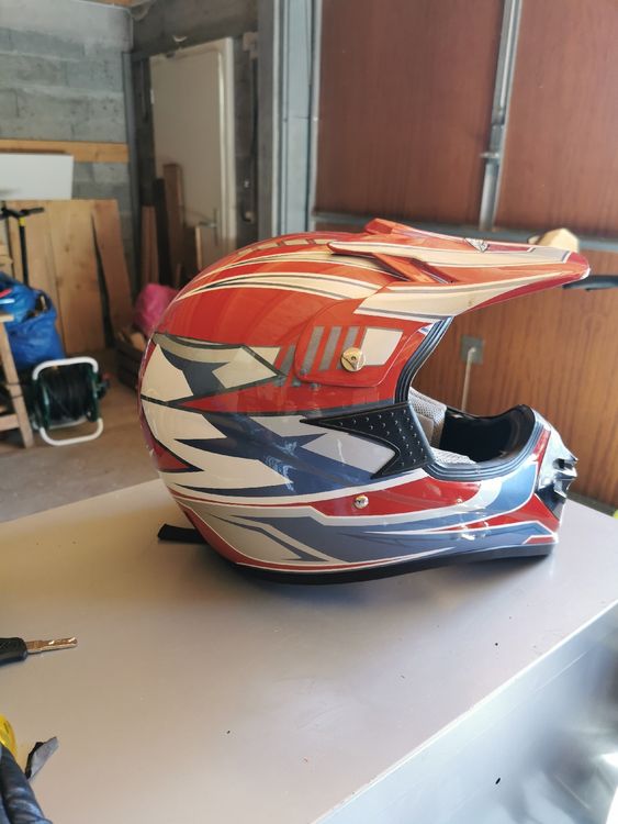 Casque Cross HEADBOT Bleu & Jaune - Homologué ECE R 22.06 - Taille M (57-58cm) - Coque ABS Robuste