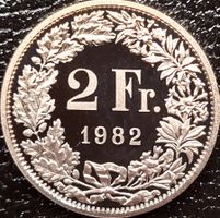 2 Franken Schweiz 1982 pp / aus Münzsatz/in einer Münzkapsel
