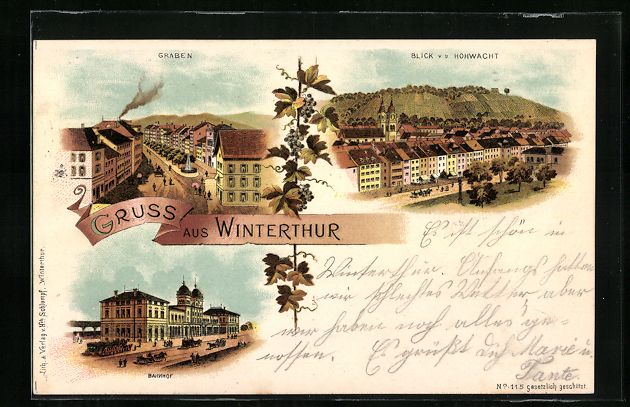 Ansichtskarten: Litho Winterthur, Blick auf Graben und B – Gebraucht aus Berlin von bartko-reher