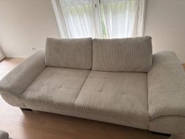Sofa mit Hocker Cordstoff beige neuwertiger Zustand