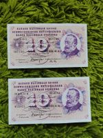 2 Banknoten 10 Franken 1973 Serie 81 K und 85 I