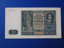 Seltene 50 Zloty Banknote, Krakau 1941, Top Zustand!