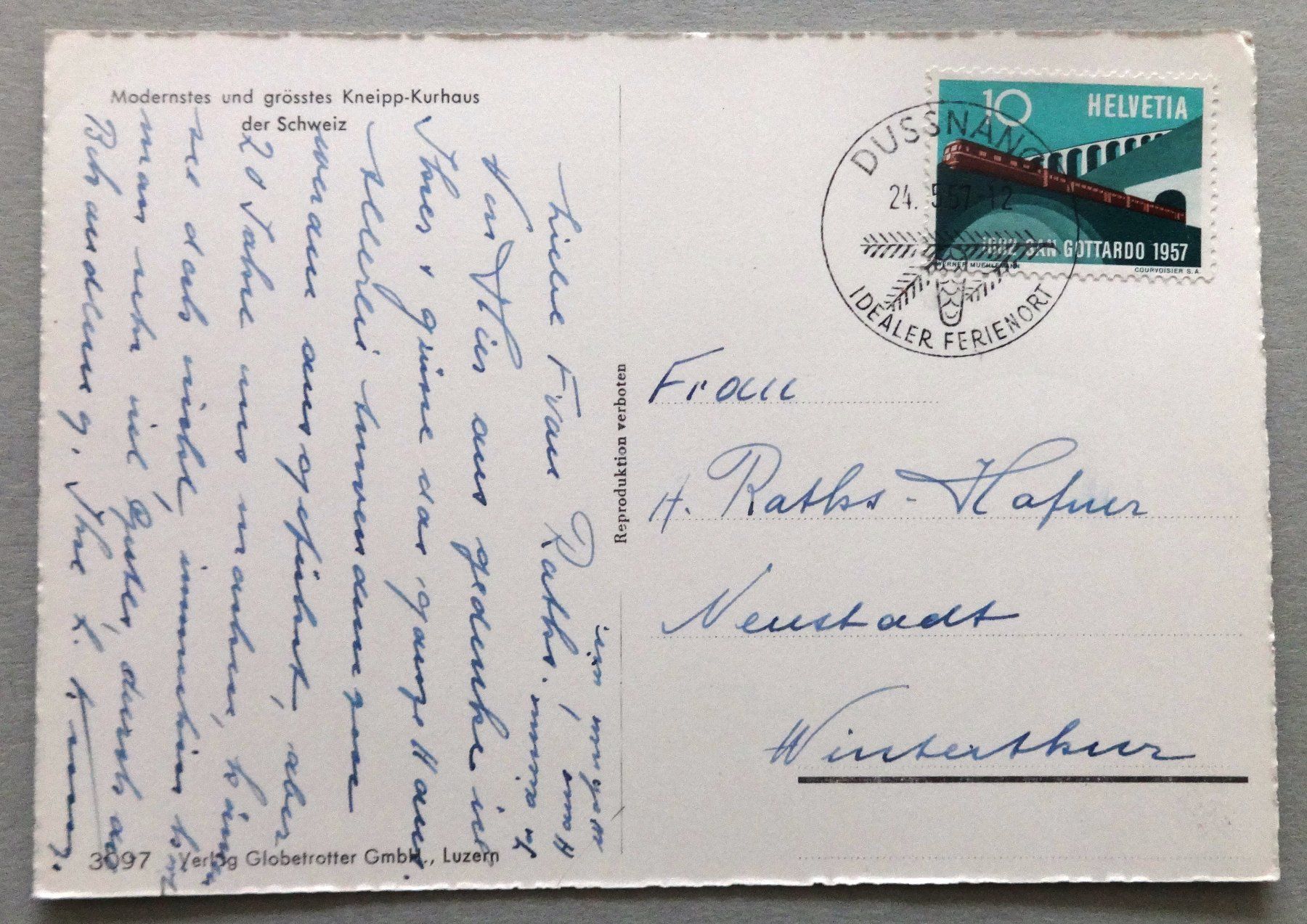 Cartoline postali: Kneipp-Kurhaus Dussnang – Usato da Fétigny venduto da Billy2miny 1