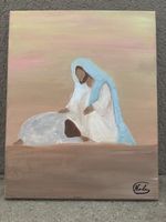 Handgemaltes Acrylbild auf Leinwand – „Zu Jesu Füssen“ – Uni