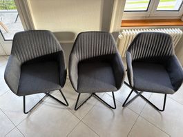 Moderne Sessel / 3 Stühle in blau/ antrazit, guter Zustand