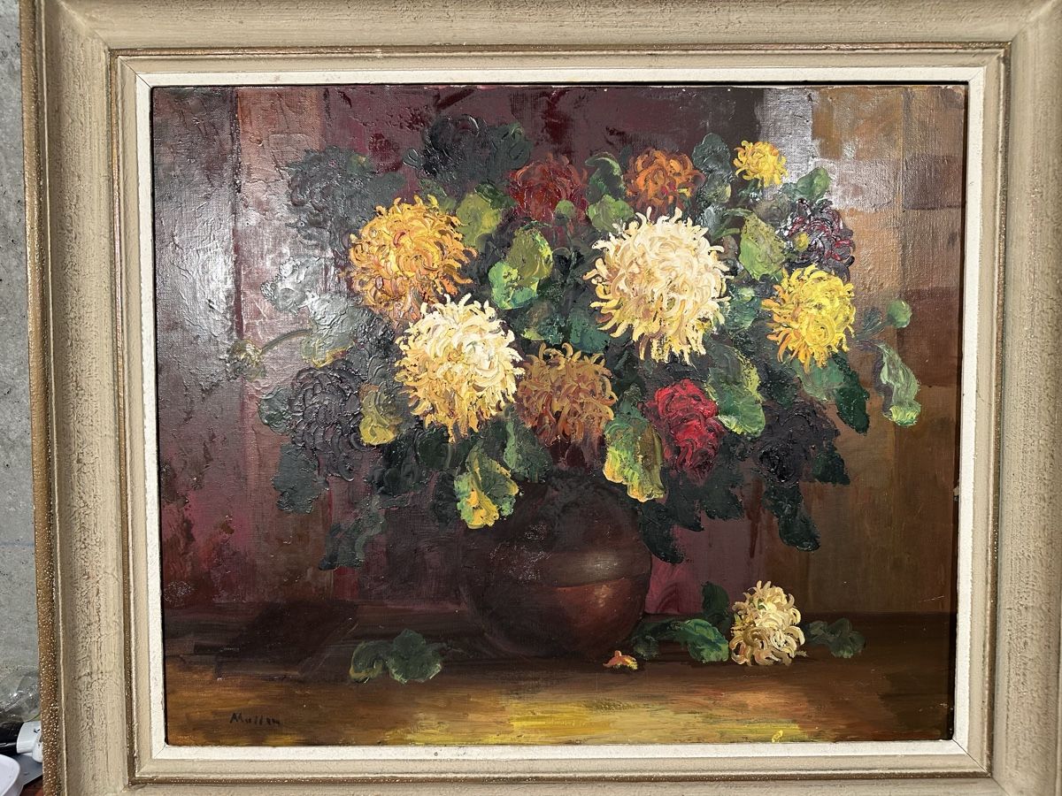 Dipinti: Peinture Alphons  Muller original crisanthemen – Usato da Lausanne venduto da artnouveau04