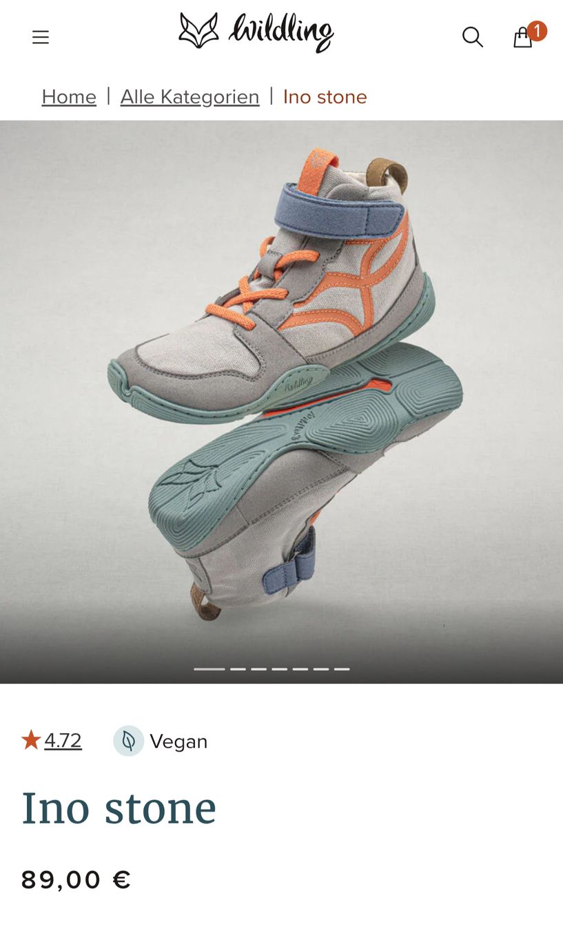 Wildling Scarpe per ragazzi: Wildlinge Barfussschuhe Gr. 33, Ino Stone – Nuovo e nell'imballaggio originale da Neudorf venduto da ManuLeela