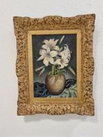 antikes Gemälde (Ölbild), Lilien im Krug mit goldenem Rahmen