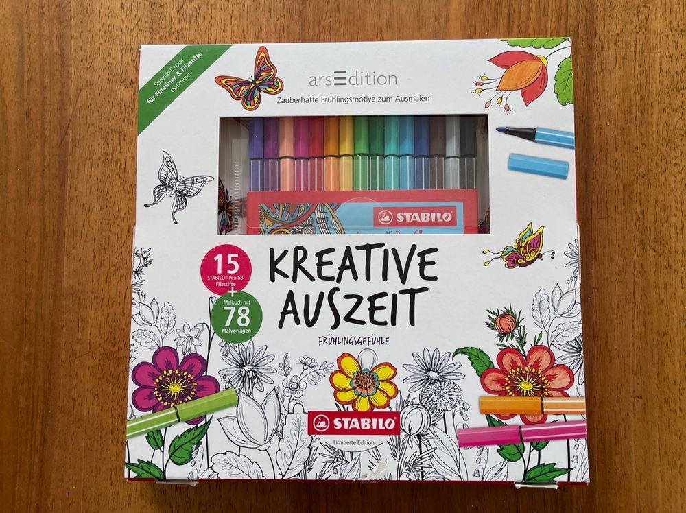 Stabilo Kreative Auszeit 15 Filzstifte + 78 Malvorlagen NEU | Kaufen