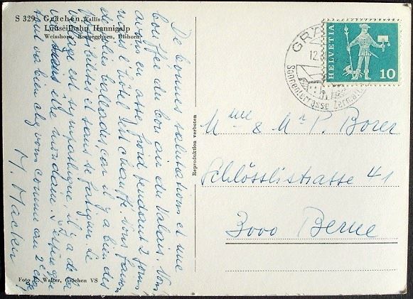 Cartoline postali: GRÄCHEN Luftseilbahn Hannigalp – Usato da Jona venduto da philajona 1