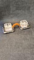 Salz und Pfeffer Set Vintage Glas Metall orange Griff 3-teil