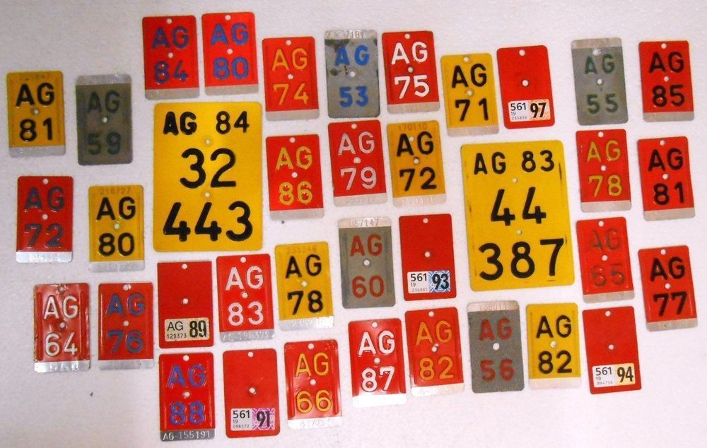 Aargau AG 37 verschiedene Nummernschilder Velonummern Mofa (Gebraucht ...