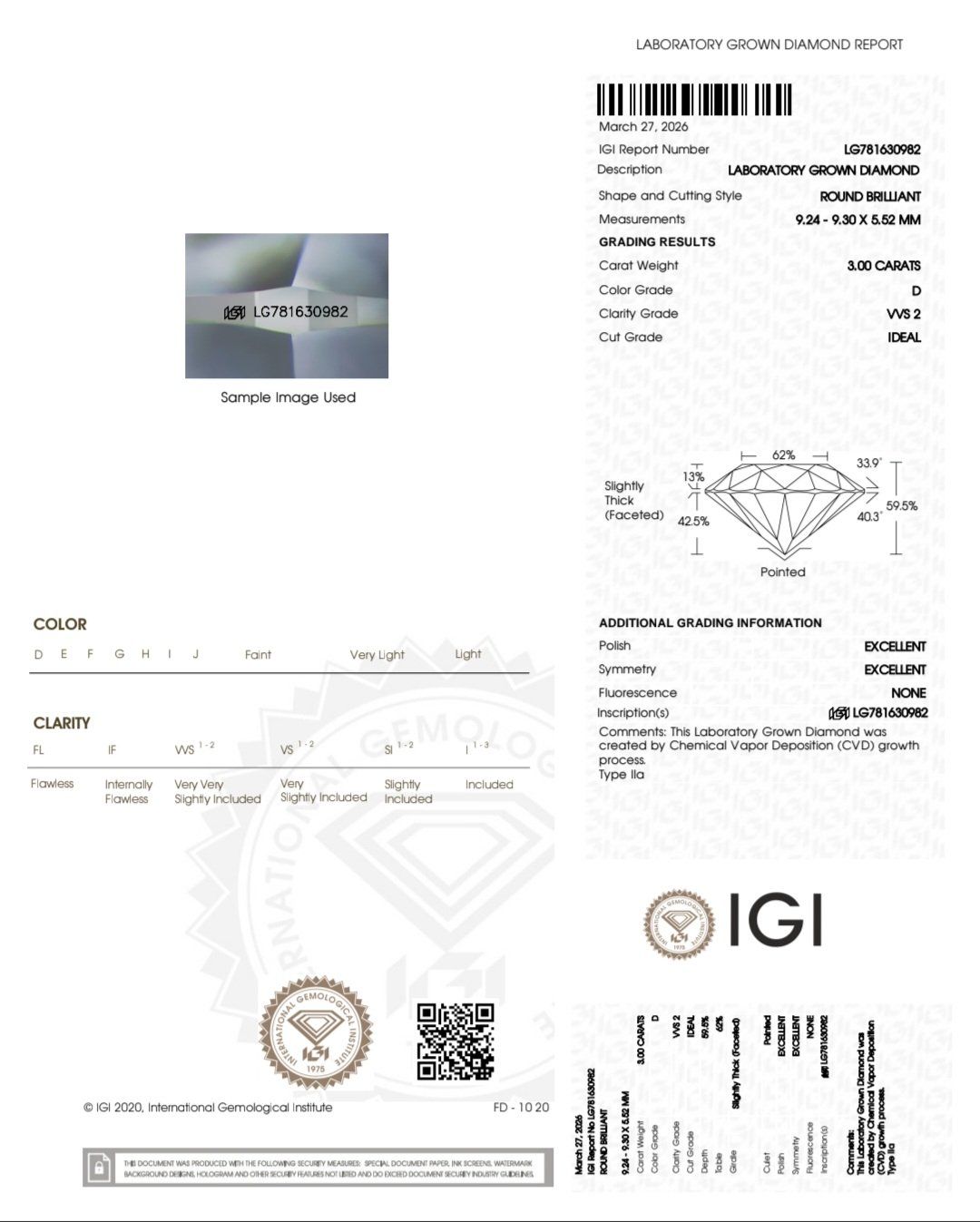 Pierres précieuses: 💎 3.00 ct IGI Lab Diamant D/VVS2 Ideal Cut 💎 – Neuf avec emballage d'origine à Goldach par Eni_5l2d 2