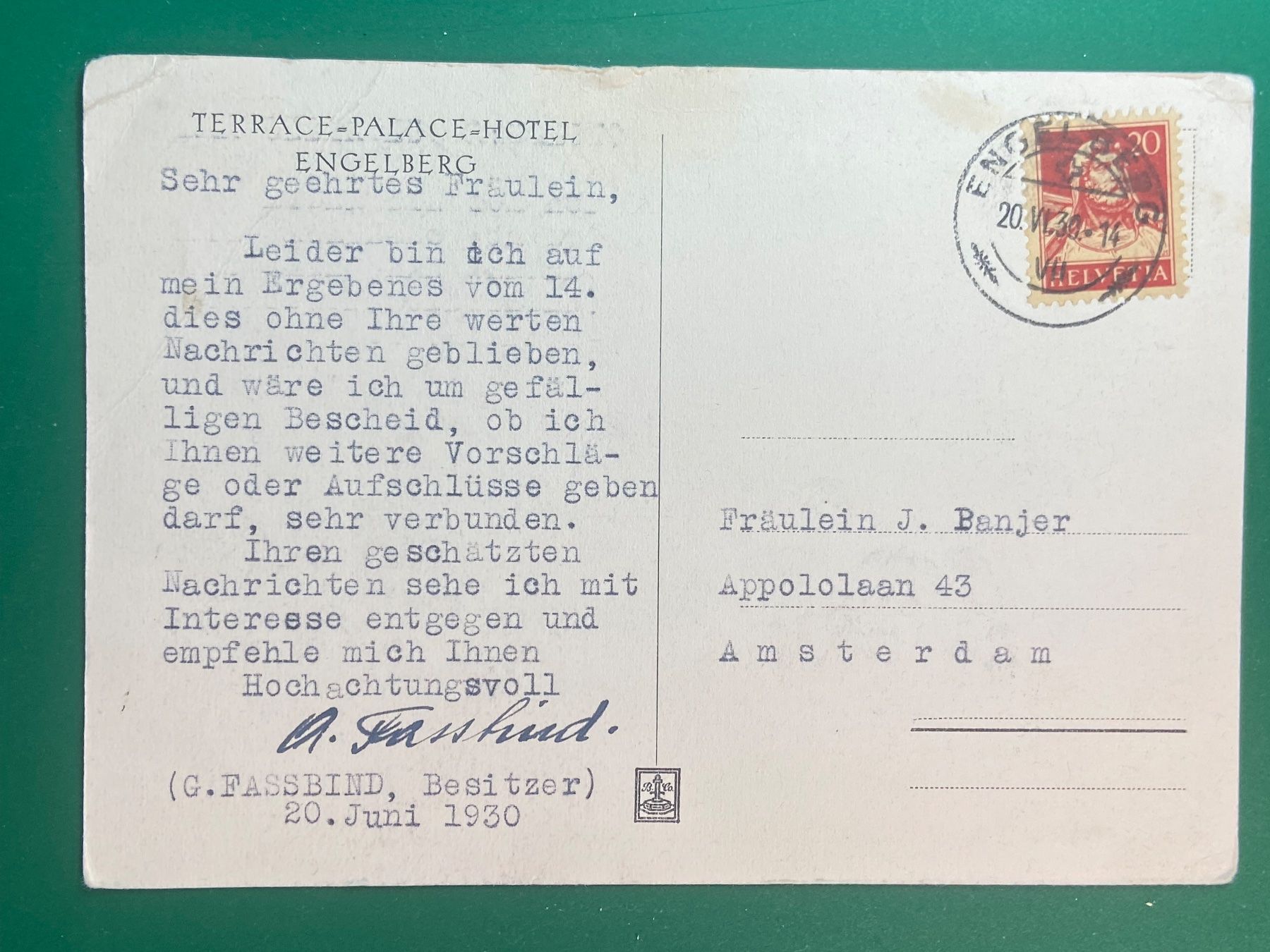 Cartoline postali: Engelberg - Terrace-Palace Hotel – Usato da Steg VS venduto da danwer74 1