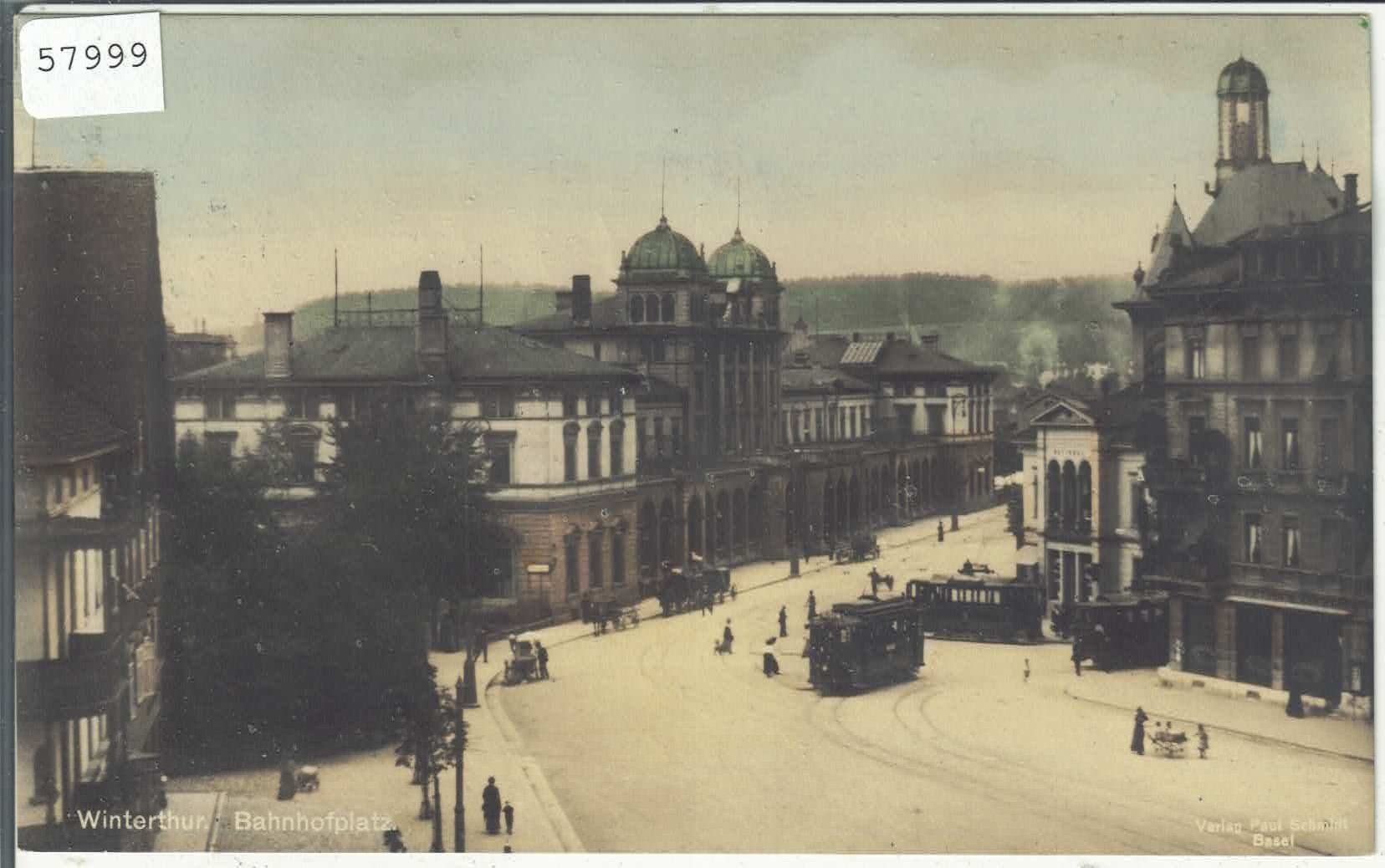 Cartoline postali: Winterthur - Bahnhofplatz - Tram - animee – Usato da Ettingen venduto da Kartenplanet