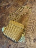 Sac à main en paille vintage doré, style bohème, pour l'été 