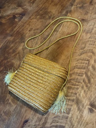 Sac à main en paille vintage doré, style bohème, pour l'été 