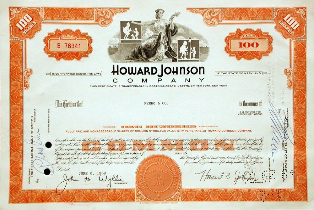 Dokumente: Howard Johnson Company - 1968 – Gebraucht aus Solothurn von Sgasche