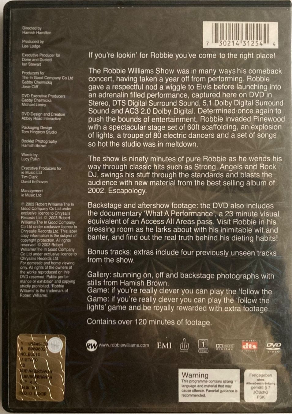 Alle DVDs: ROBBIE WILLIAMS - THE ROBBIE WILLIAMS SHOW – Gebraucht aus Poliez-Pittet von Newtown-Records 1