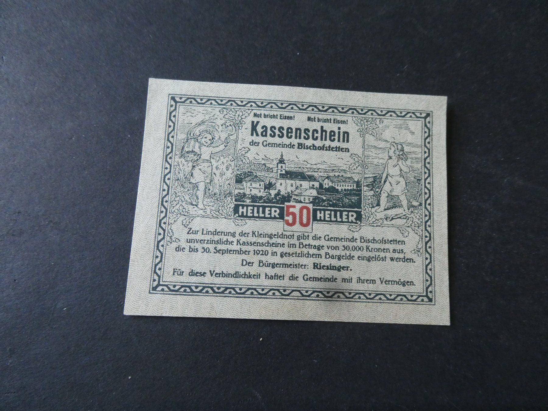 Banconote: Oesterreich, Bischofstetten - Notgeldschein – Usato da Hinterforst venduto da Rohusri