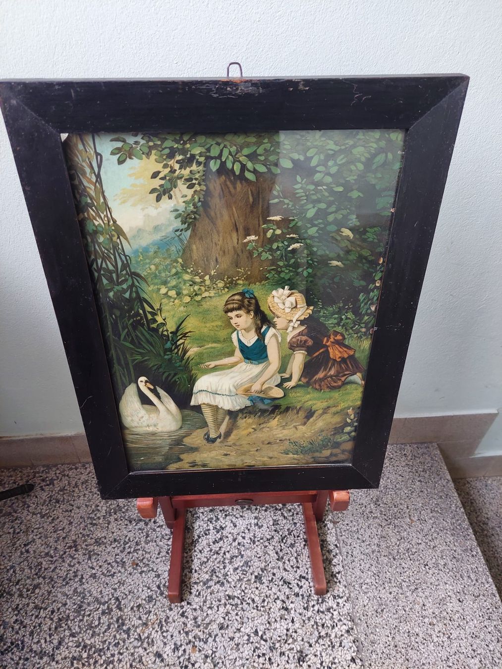 Foto & Immagini: Antikes Bild Mädchen mit Schwan, gerahmt – Usato da Wabern venduto da nic_22p9