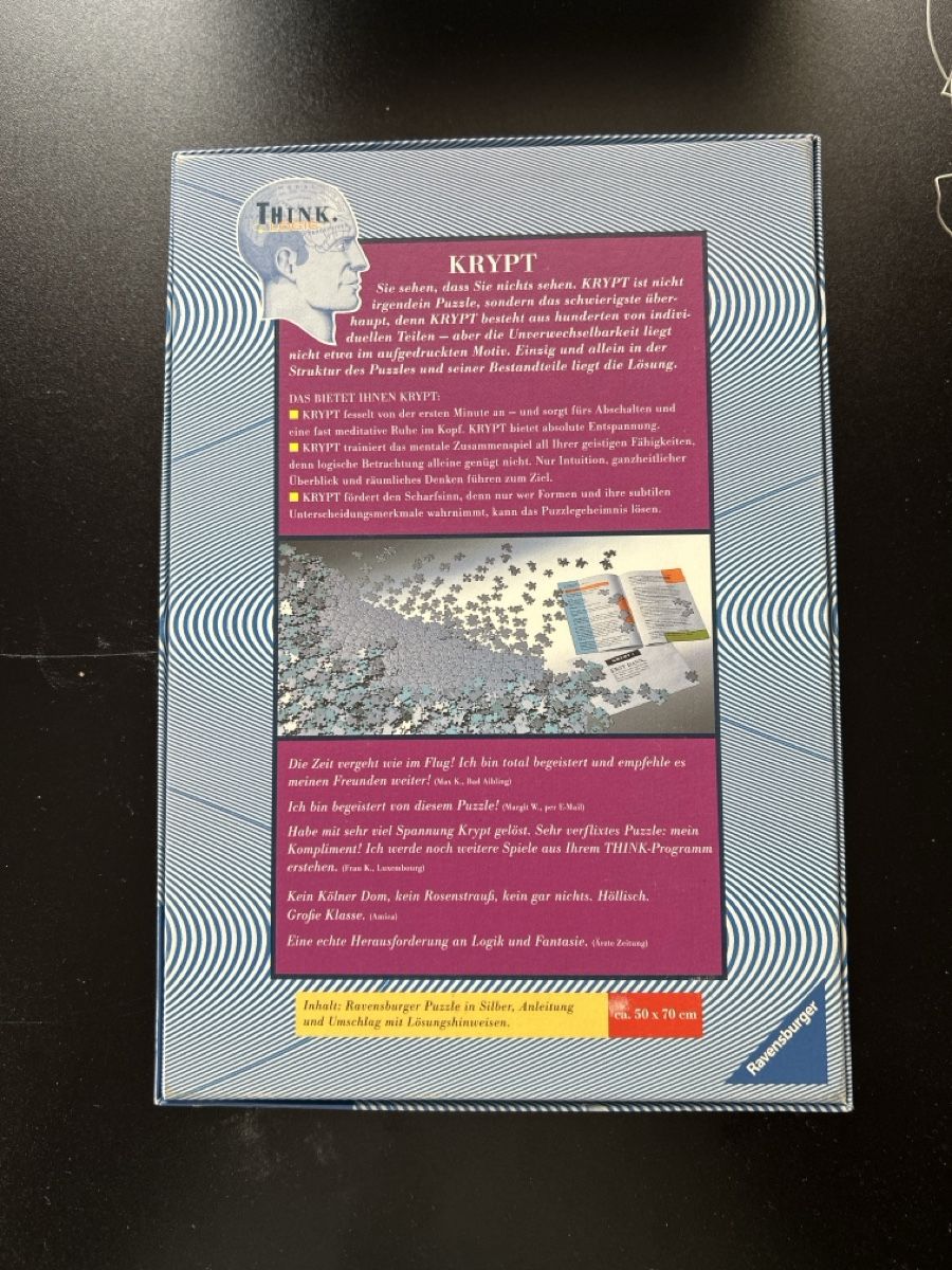 Ravensburger Puzzle: Ravensburger Krypt Puzzle - Ultimative Herausforderung! – Usato da Niederurnen venduto da Chr_ccd7 1