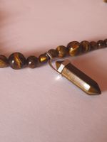 Collier Perles et Pendentif Oeil de Tigre